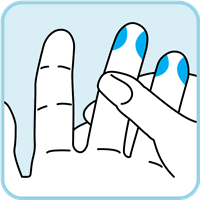Cleaning finger with alcohol wipe